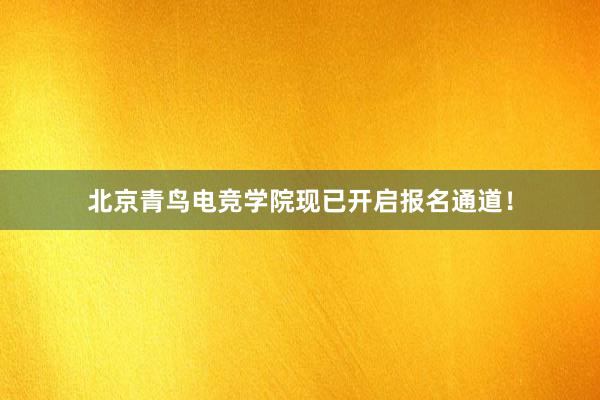 北京青鸟电竞学院现已开启报名通道！